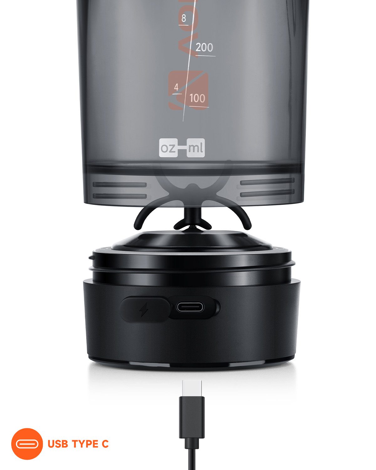 VOLTRX Gallium Elektrischer Shaker – Orange (USB-C, 900 ml)