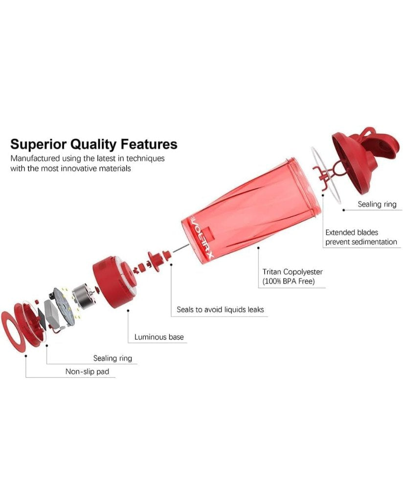 VOLTRX Boost Elektrischer Shaker – Rot (USB-C, 700 ml)