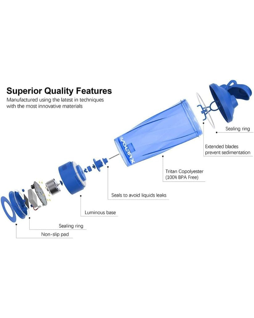 VOLTRX Boost Elektrischer Shaker – [Blau] (USB-C, 700 ml)