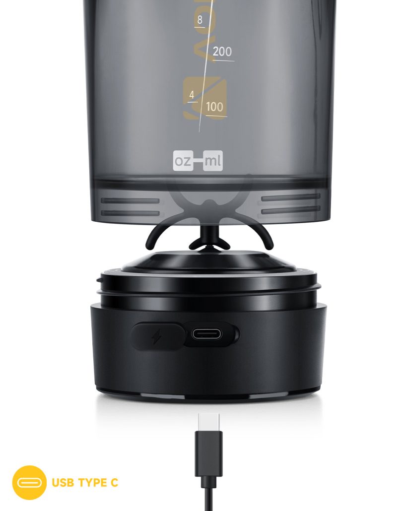 VOLTRX Gallium Elektrischer Shaker – Gelb (USB-C, 900 ml)