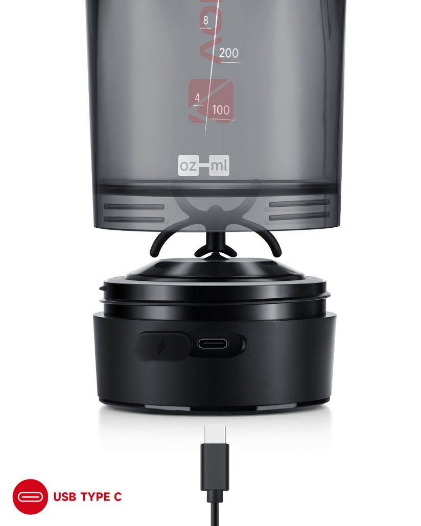 VOLTRX Gallium Elektrischer Shaker – Rot (USB-C, 900 ml